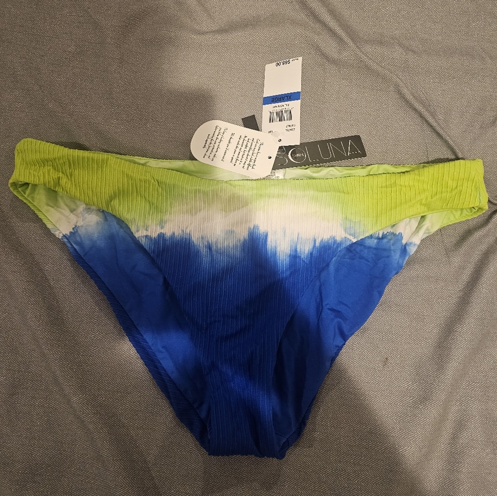NWT SoLuna Swimsuit bottoms Size XL Color Blue, green & white